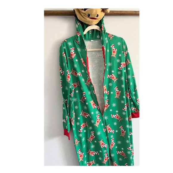 Matching Family Pajamas Reindeer Antler Zipper Onesie GREEN SZ S / MOM - Picture 6 of 11